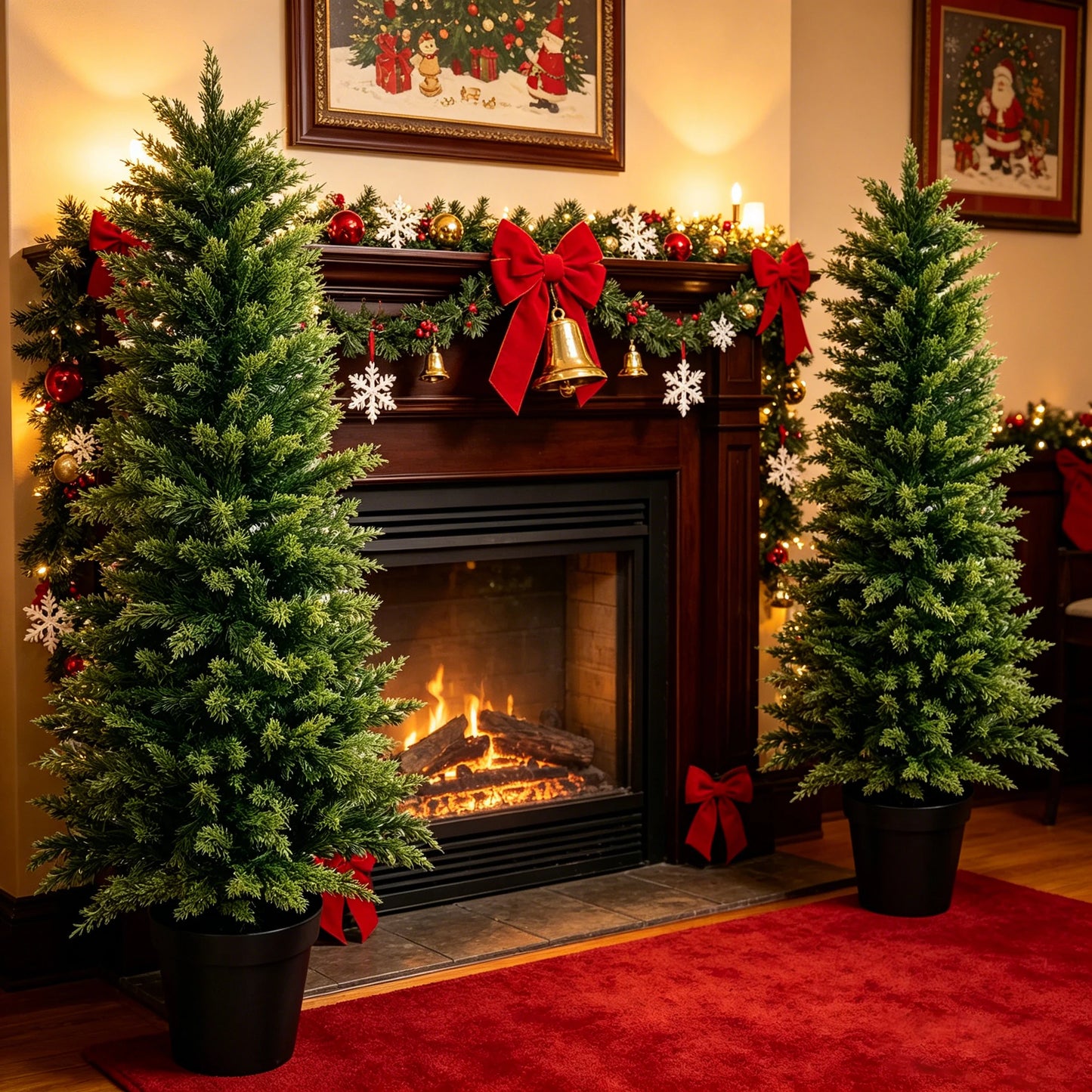 Artificial Cedar Topiary Trees – UV-Resistant Faux Outdoor Porch Trees in Planters for Front Door, Patio & Garden Décor (2–6 FT)