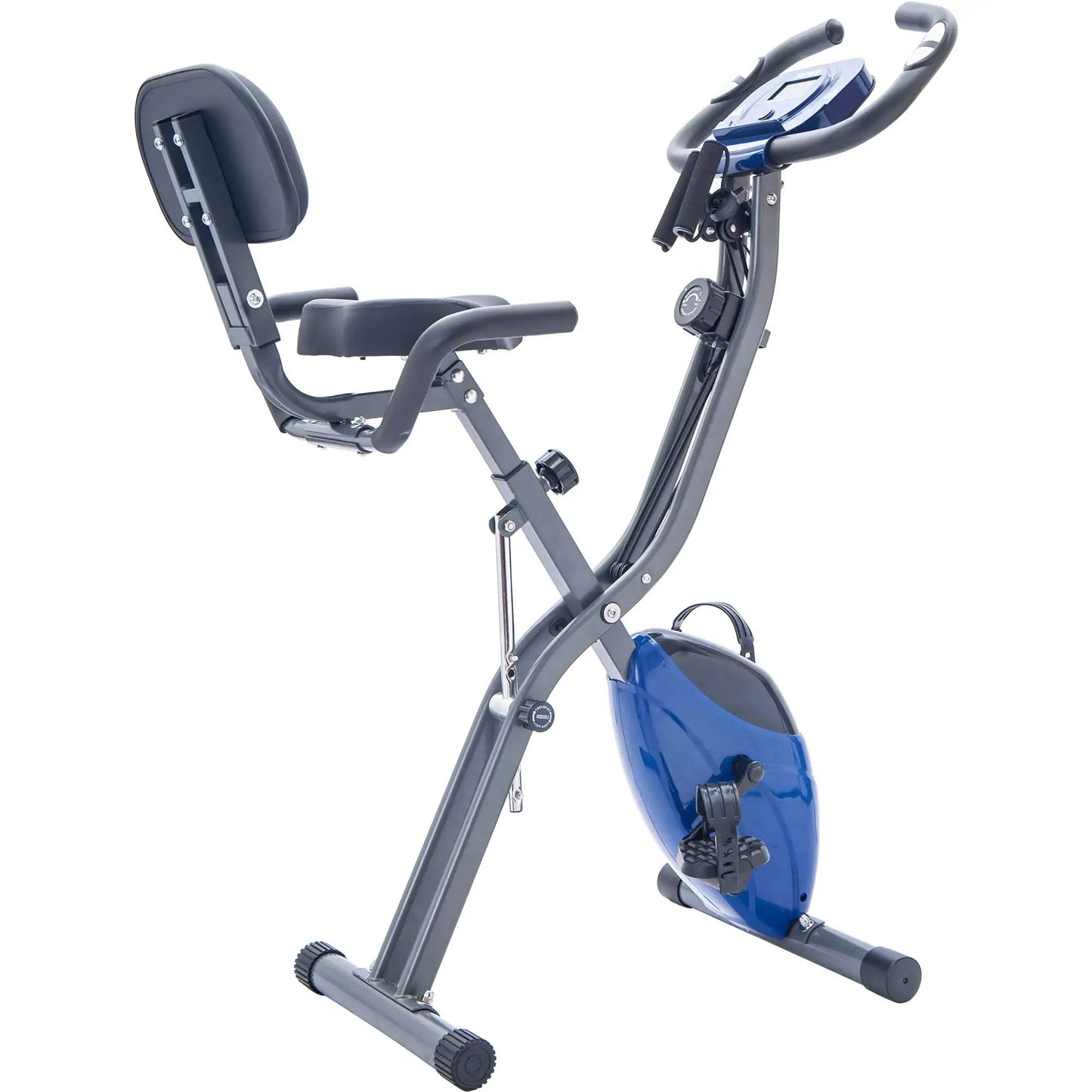 Metal Folding Exercise Bike Upright and Horizontal X Bike for Home Fitness with 10 Levels Adjustable Resistance Armband Backrest