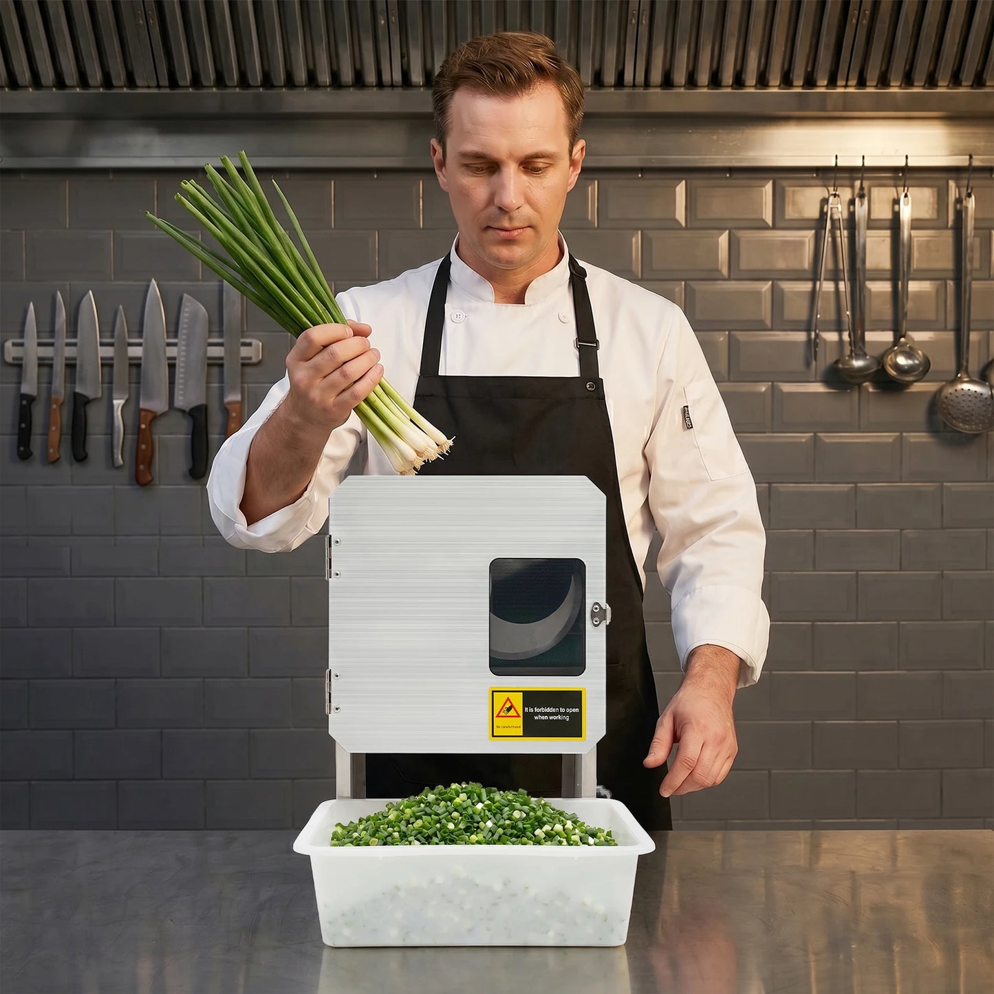 200W Electric Spring Onion Shredder & Vegetable Slicer. Commercial Kitchen Cutter