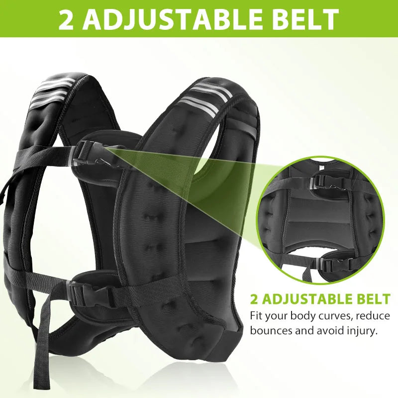 12 lb Weighted Workout Vest .Adjustable Strength Training Vest with Reflective Safety Stripes