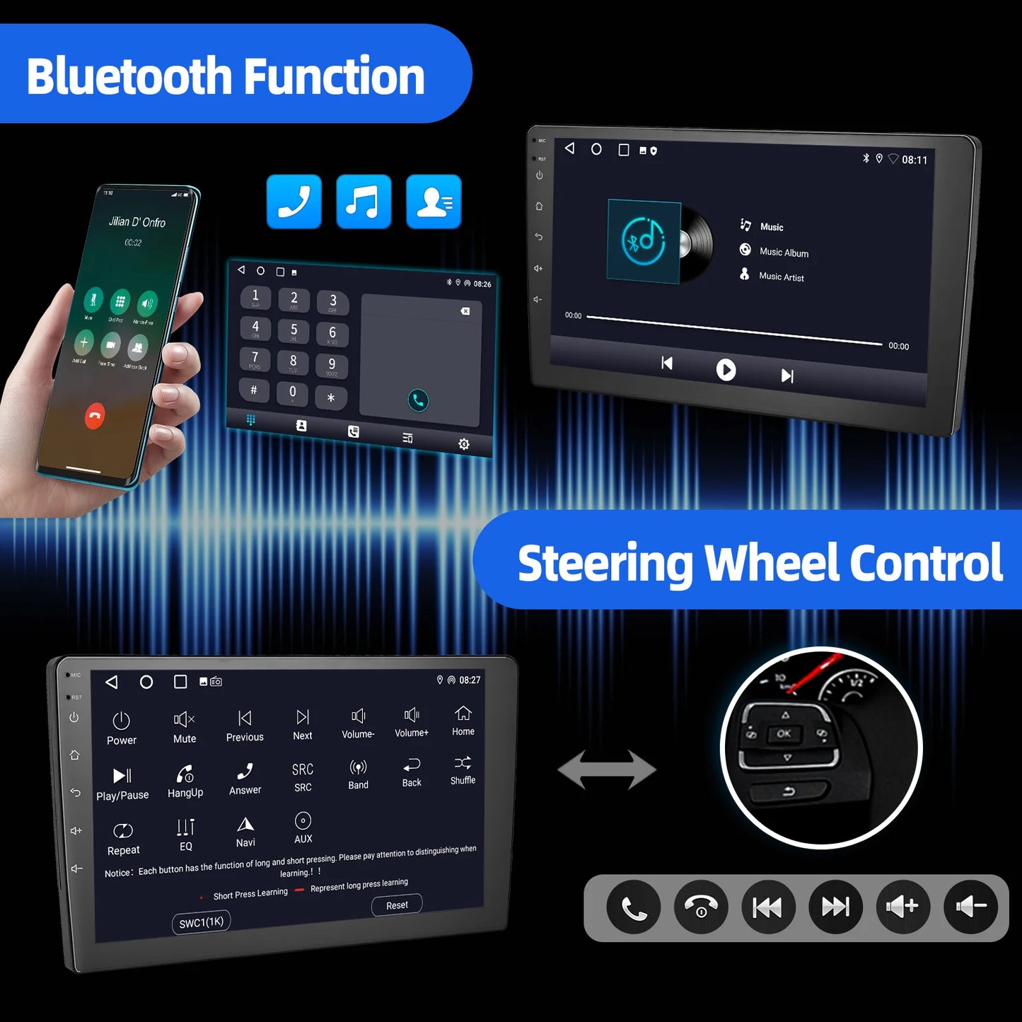 ESSGOO Android 14 Car Stereo  2 DIN Touchscreen with Wireless CarPlay, Android Auto, GPS Navigation & Bluetooth