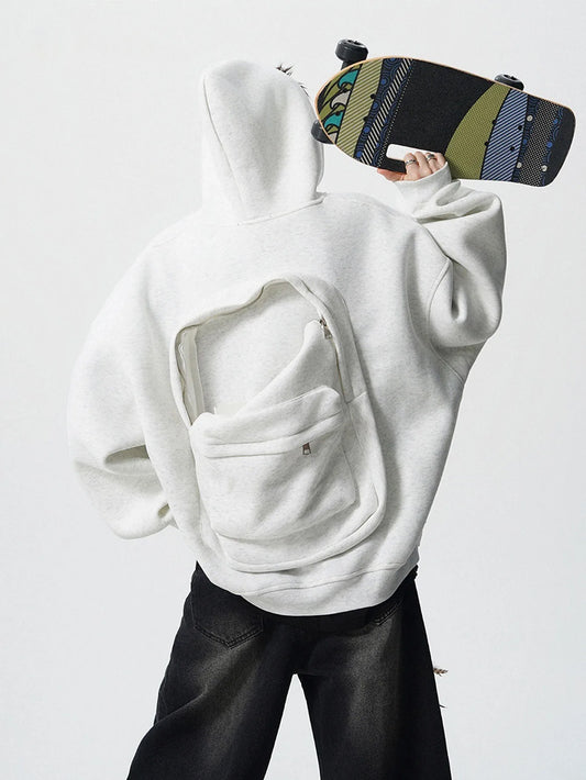 Unisex 3D Creative Zip Up Hoodie with Backpack Design