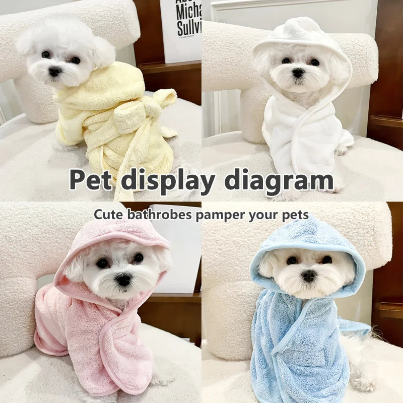 Ultra-Soft Pet Bathrobe Towel. Quick Dry Absorbent Robe for Dogs & Cats