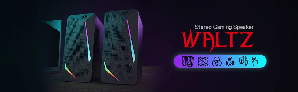 Redragon GS510 Waltz RGB Desktop Speakers . 2.0 Stereo Gaming Speaker System  Description