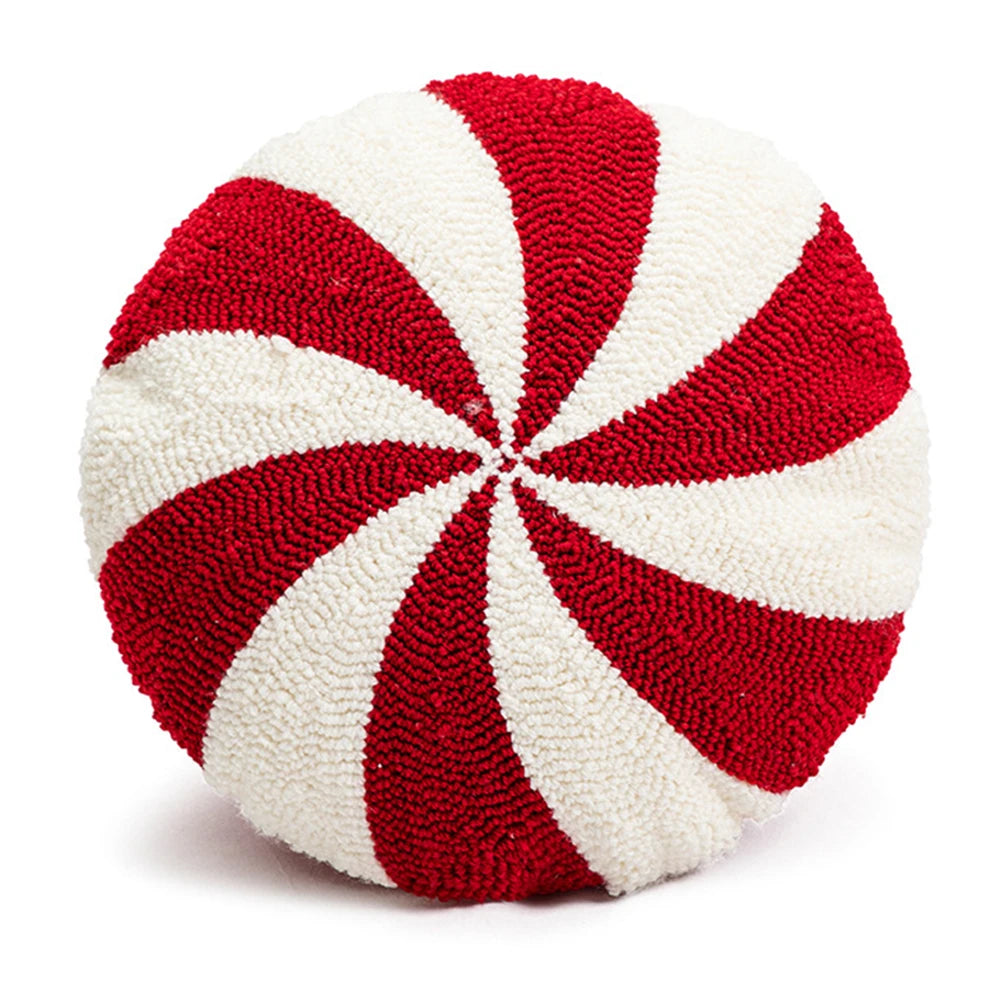 Christmas Plush Spiral Candy Shaped Pillow Festive Cushion