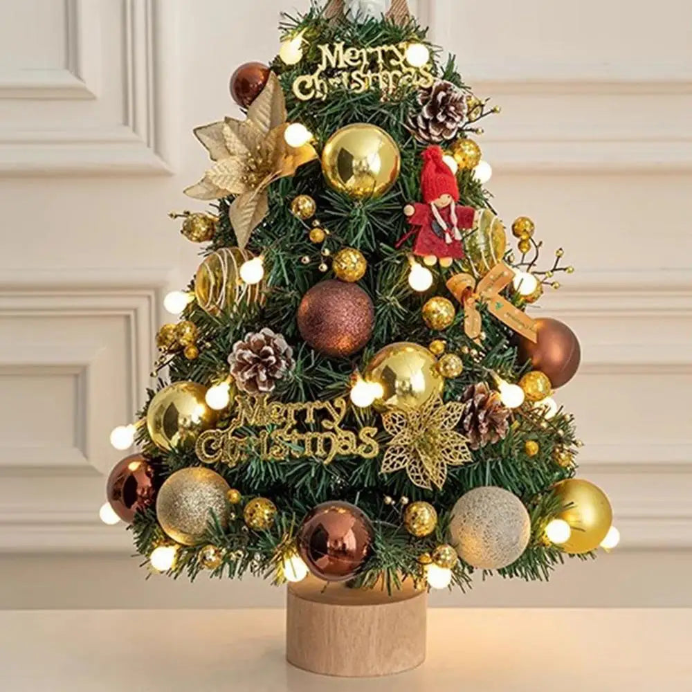 Decorated Tabletop Artificial Christmas Tree. Mini Pre-Decorated Holiday Tree with LED Lights, Ornaments & Star Topper