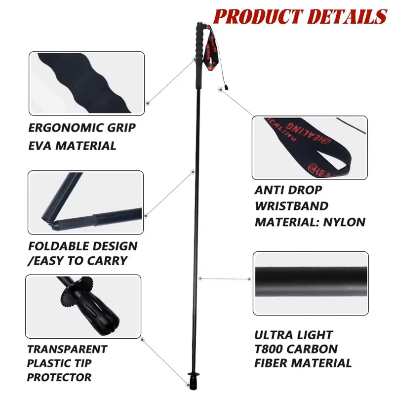 Adjustable Carbon Fiber Trekking Poles – Lightweight Foldable Hiking & Walking Sticks with Quick Lock for Camping, Backpacking & Outdoor Adventures