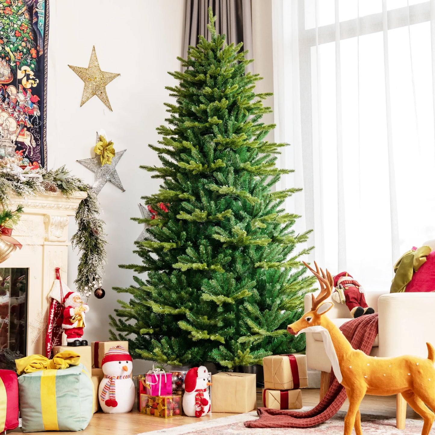 6FT–8FT Smart Pre-Lit Artificial Christmas Tree with App-Controlled LED Lights
