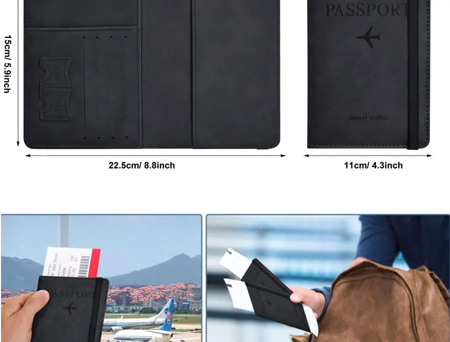 RFID Blocking Passport Holder Travel Wallet | Passport Cover with Card Slots | Travel Document Organizer | Slim Passport Case