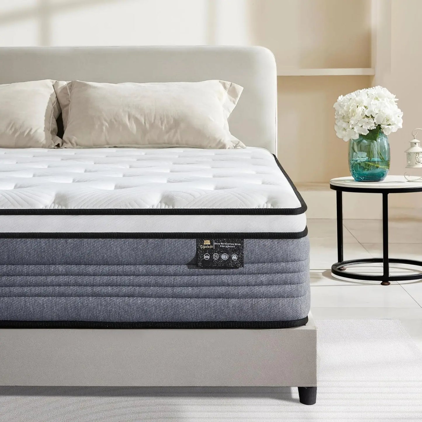 Twin Mattress, 10 Inch Twin Size Mattresses, 10 Inch Hybrid Pocketed Coil Mattress in a Box with Gel Memory Foam, Medium Firm, C