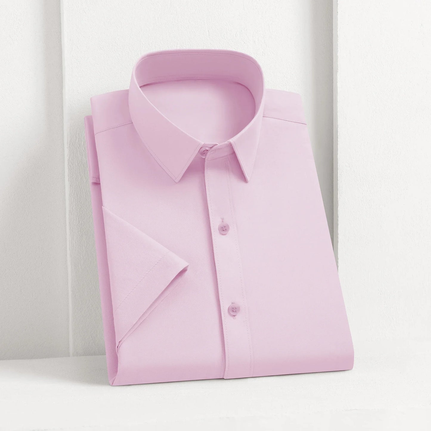 Men’s Business Casual Short Sleeve Shirt .Solid Color Summer Button Down