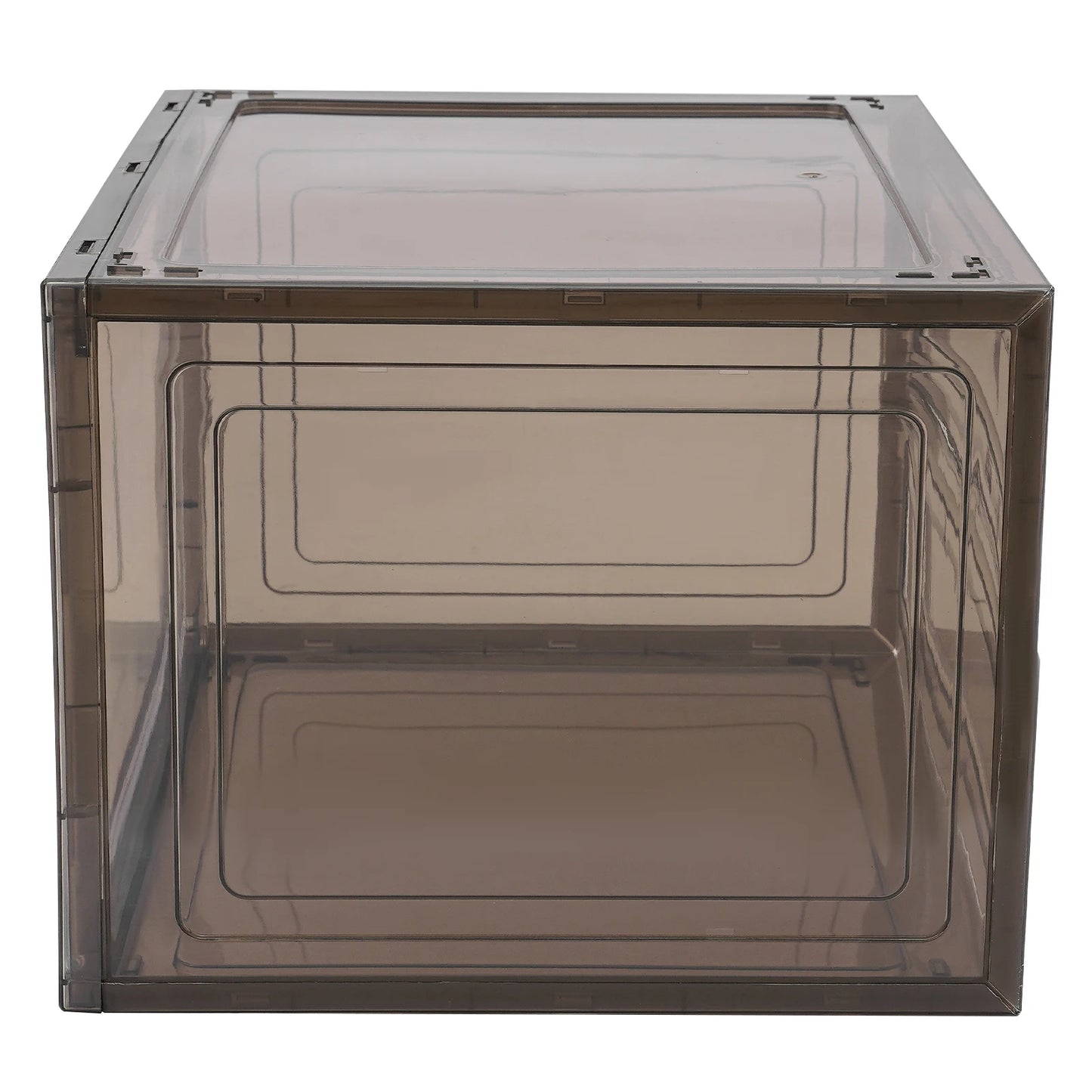 12PCS Stackable Shoe Boxes Free Standing Shoe Containers Multifunctional Acrylic Shoe Display Cabinets with Magnetic Door