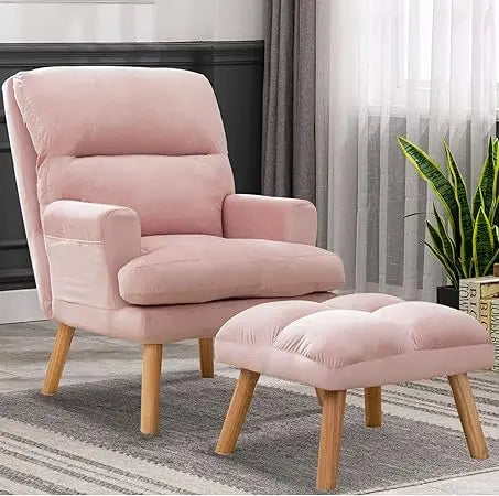Modern Accent Chair With Ottoman And Adjustable Backrest