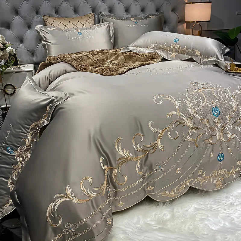 Luxury European-Style 100% Cotton 4-Piece Bedding Set