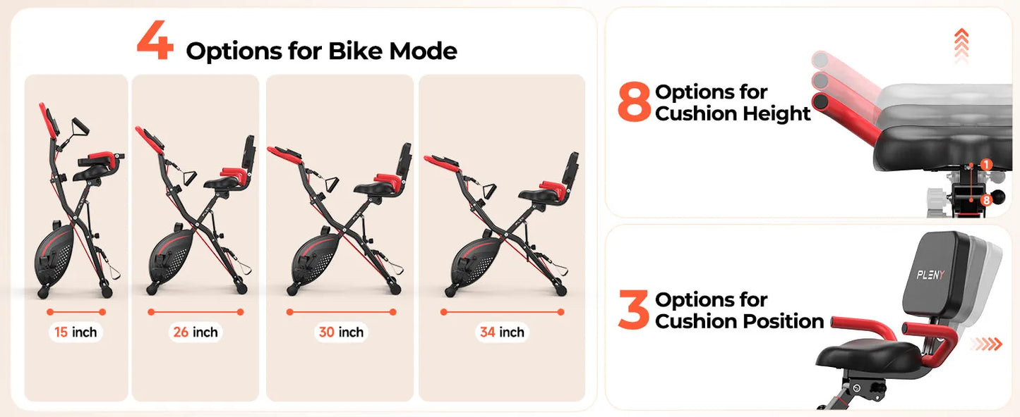 5-in-1 Foldable Exercise Bike with Adjustable Resistance for Home Cardio Workouts
