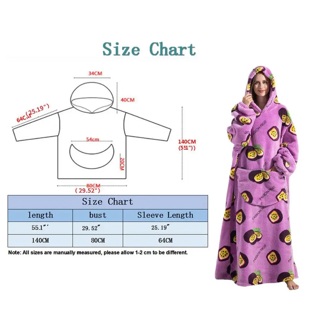 Oversized Wearable Hoodie Sherpa Blanket Unisex For Winter