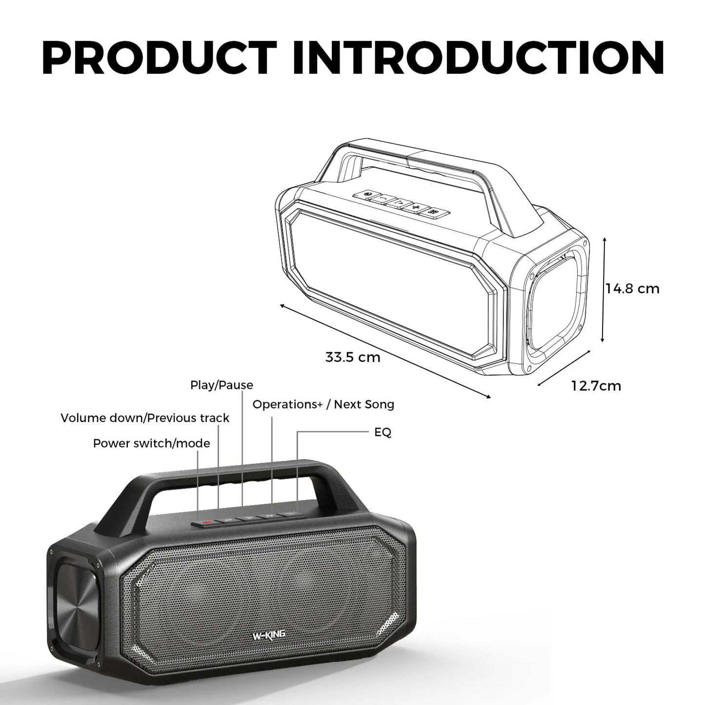W-KING Portable Bluetooth Speaker.Waterproof Wireless Outdoor Speaker with Deep Bass & Power Bank
