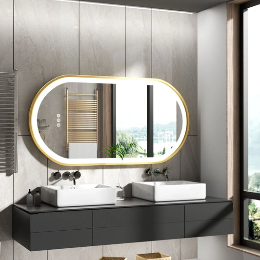 LED Oval Bathroom Mirror Dimmable Wall Mounted Vanity