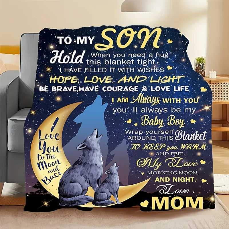 To My Son Inspirational Flannel Blanket. Soft Cozy Gift Blanket from Mom