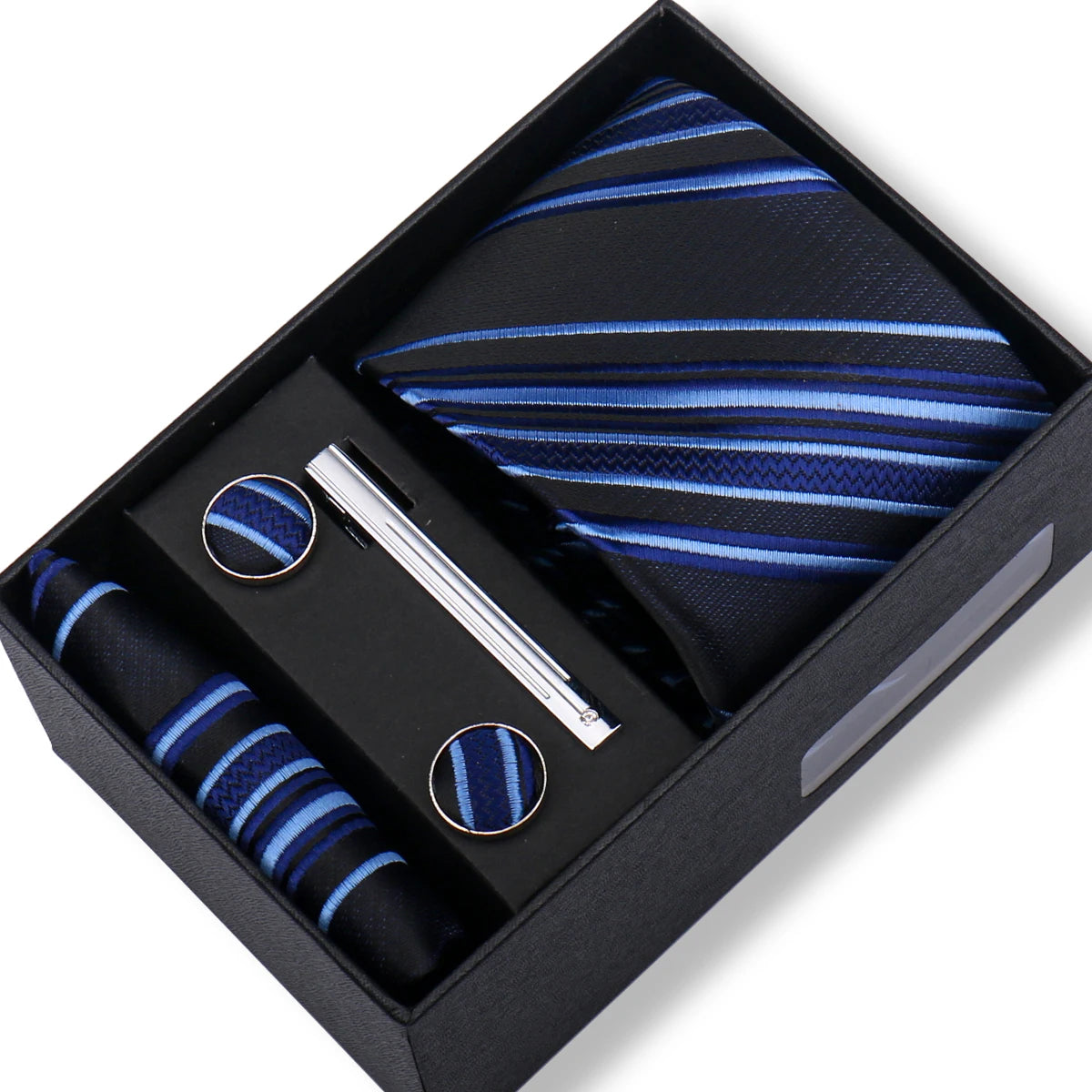 Tie Men With Box Top Quality Business Ties Hanky Cufflink Set Clips Green Necktie Corbatas For Men Wedding In Gift Box Gravatas