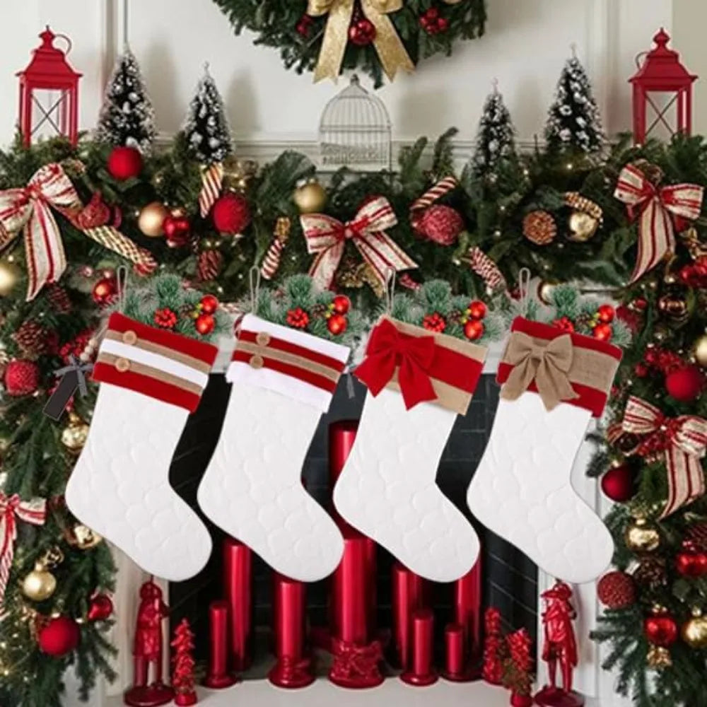 Personalized Christmas Stockings Set Of 4 White And Red