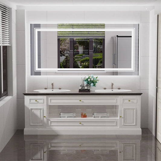 63” x 32” Extra Large LED Backlit Bathroom Mirror .Anti-Fog, Dimmable Lighted Vanity Mirror with Touch Control