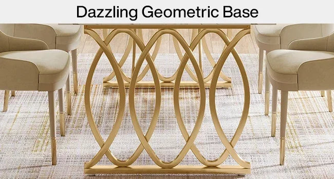 Modern Dining Table, 63" Large Kitchen Table for 4-6 People, Unique Rectangular Dinner Table Kitchen & Dining Room Furniture