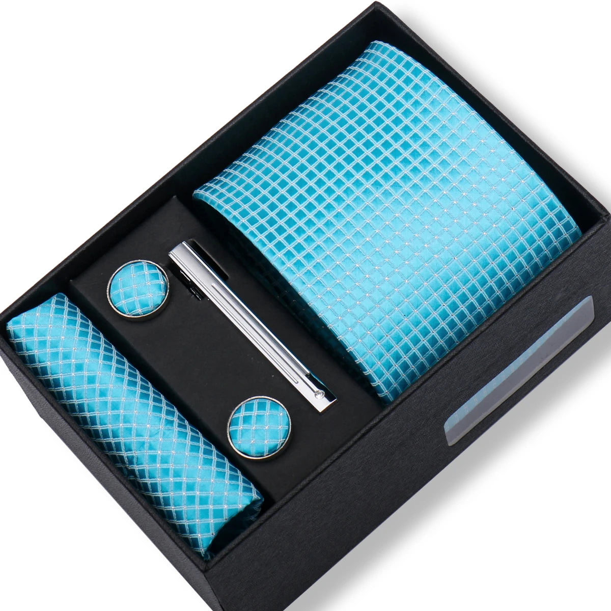 Tie Men With Box Top Quality Business Ties Hanky Cufflink Set Clips Green Necktie Corbatas For Men Wedding In Gift Box Gravatas