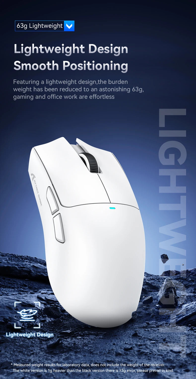 ATTACK SHARK X11 Lightweight Wireless Gaming Mouse with RGB Backlight, Rechargeable Bluetooth & 2.4GHz Mouse for PC, Mac & Laptop