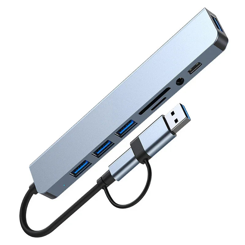 8-in-2 USB-C Docking Station Hub with HDMI, USB 3.0, SD/TF Card Reader & 3.5mm Audio Adapter