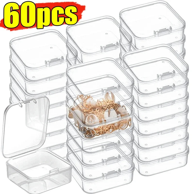 Clear Mini Storage Box Set (6–60 PCS) Stackable Plastic Organizer for Jewelry, Crafts & Small Items