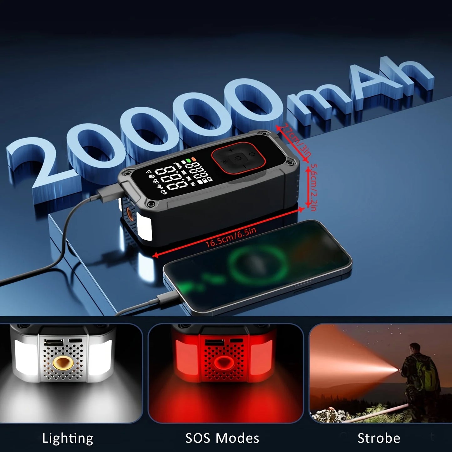 4000A Car Jump Starter with Air Compressor, Portable Battery Jump Starter 4000A Peak Current, 150PSI Digital Tire Inflator.
