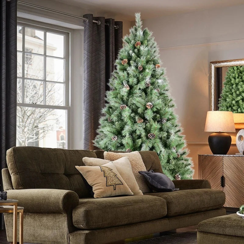 7FT Premium Artificial Christmas Tree with 1,348 Tips & 82 Pine Cones ,Realistic Holiday Décor