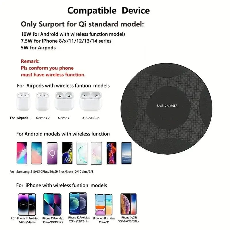 Ultra Thin Wireless Fast Charging Pad for Smartphones  Universal Qi Charging Dock