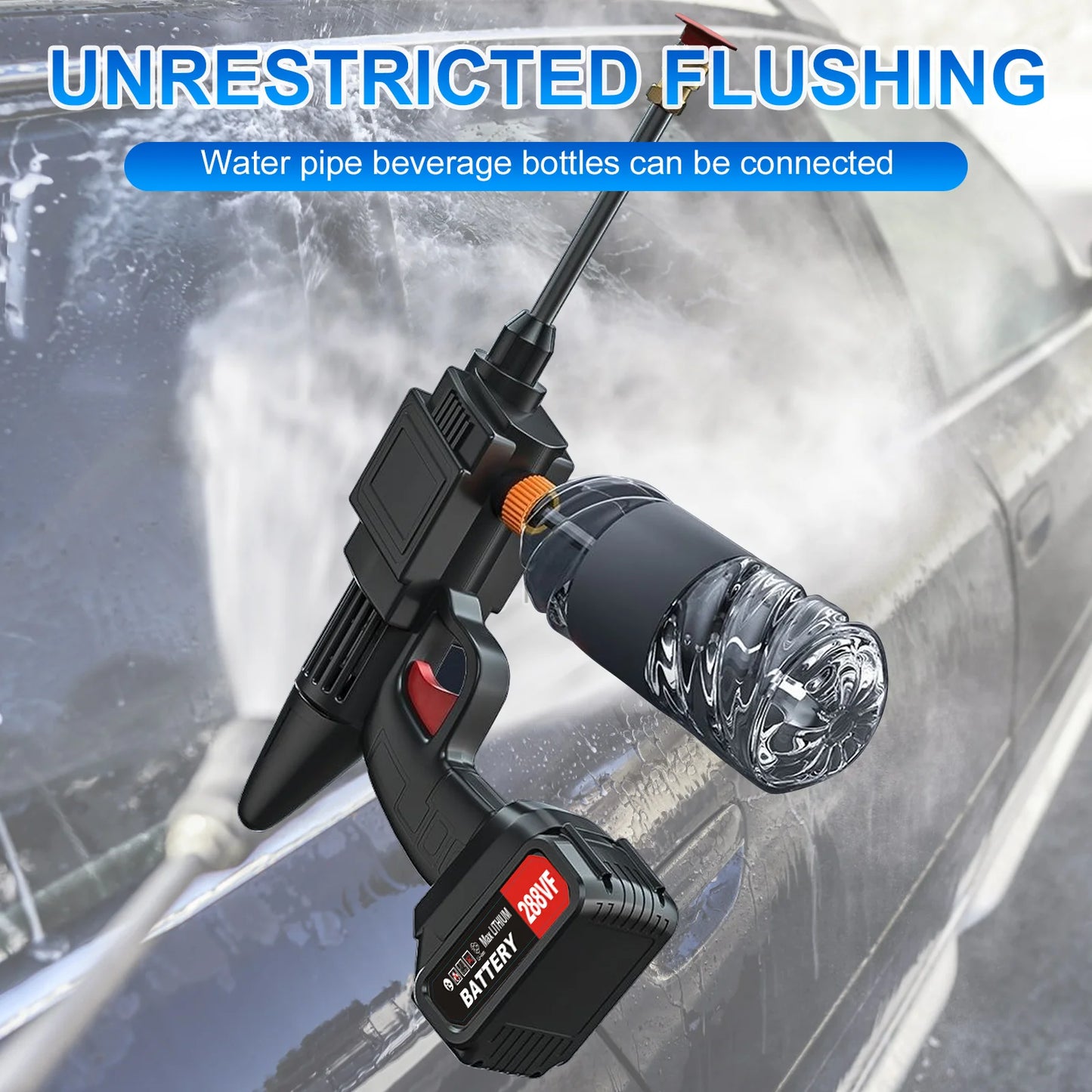 Portable Cordless High Pressure Washer with Rechargeable Battery for Cars, Patios, Driveways & Outdoor Cleaning