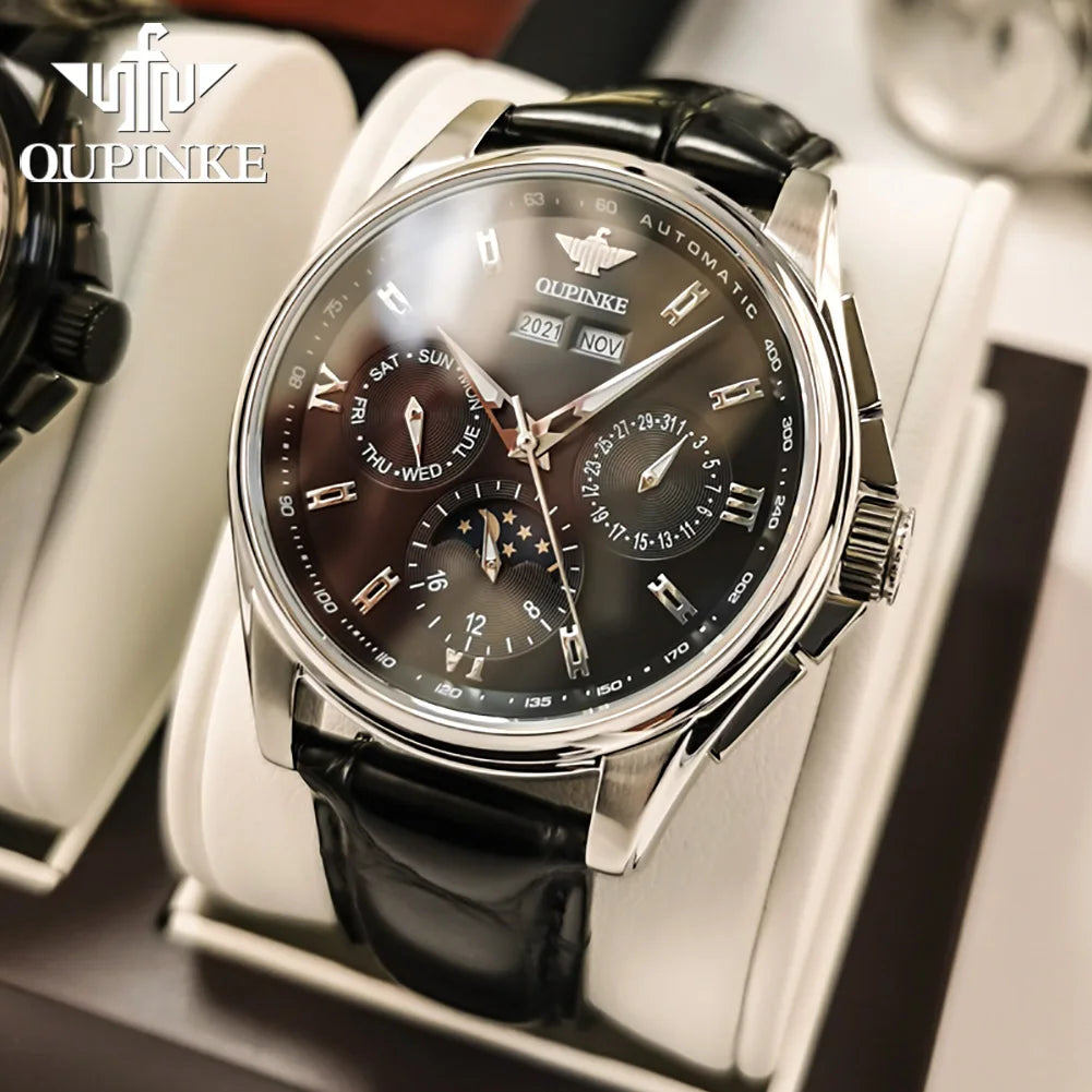 Men’s Automatic Mechanical Watch. Luxury Stainless Steel Skeleton Design
