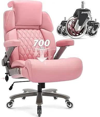 Big and Tall Office Chair 700lbs - Adjustable Headrest&Lumbar Support, 3D Flip Arms, Large Wheels &Heavy Duty Metal Base, Ergono