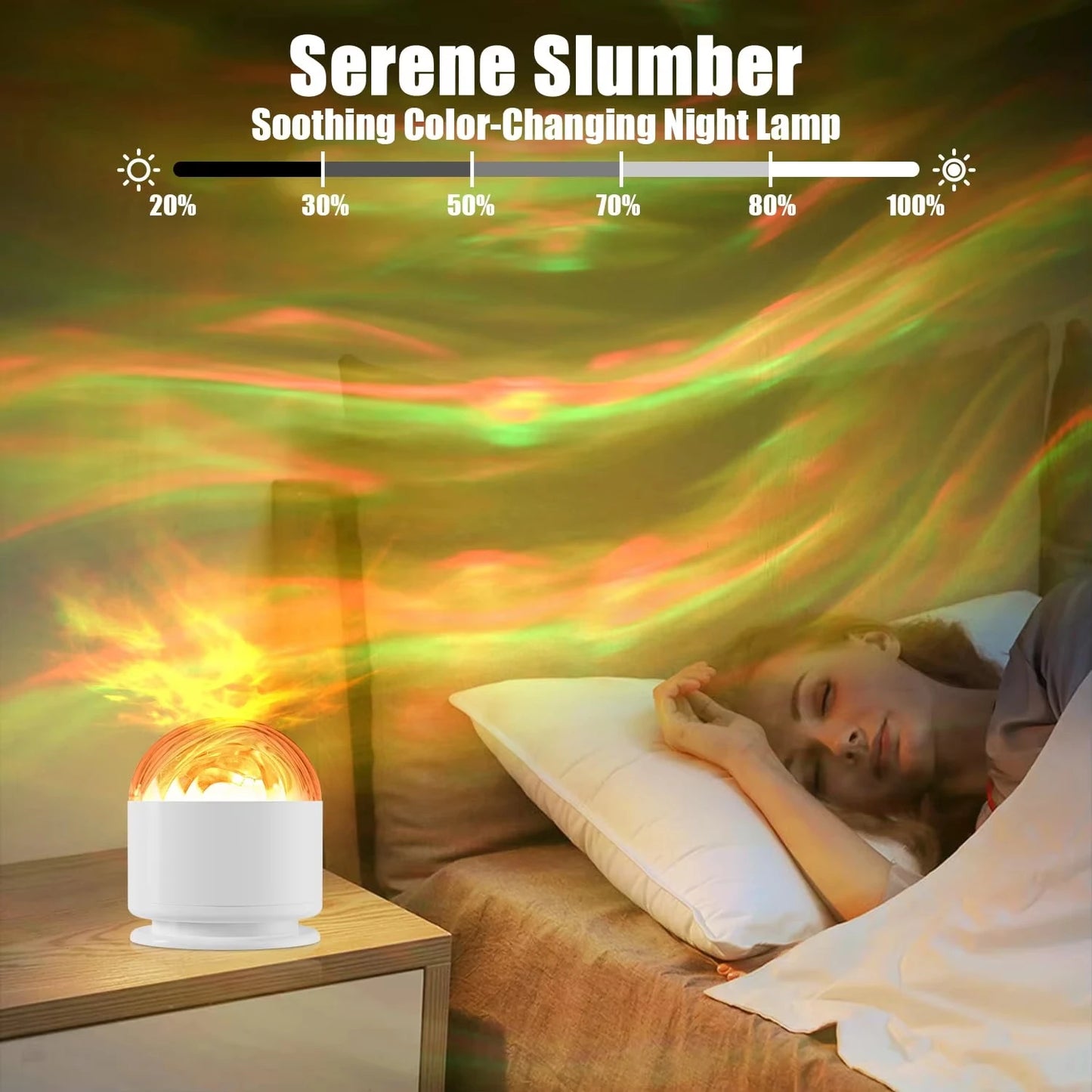 16-Color Aurora Galaxy Projector Night Light . Northern Lights Water Ripple LED Lamp with Remote Control