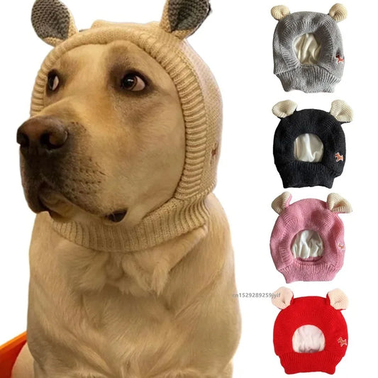 Winter Warm Dog Hat Ear Muffs Noise Protection Windproof Pet Ears Covers Knitted Earmuffs For Small Medium Puppy Accessories