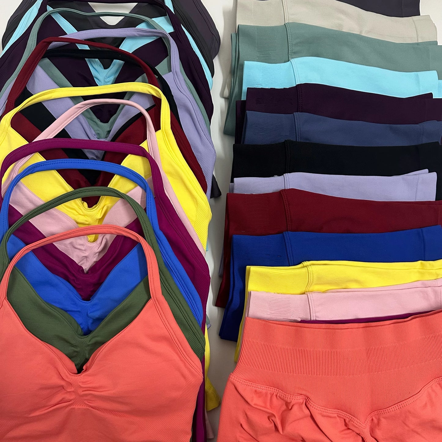 No Logo YogaGym Set Women Backless Tank Tops High Waist Scrunch Seamless Shorts Gym Suit Fitness Clothes Activewear Workout Sets