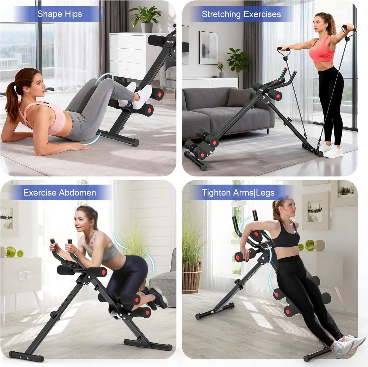 Foldable Core Abdominal Trainer with Adjustable Resistance for Home Gym Workouts