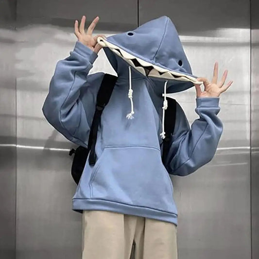 Shark Shape Hoodie Sweatshirt Blue For Men Women Unisex