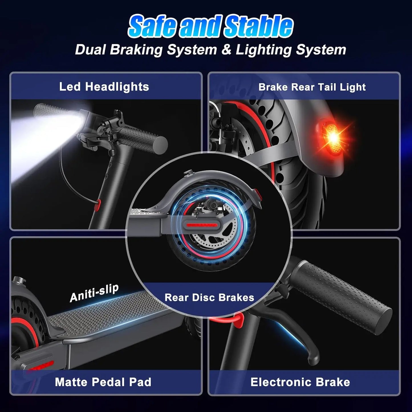 350W Folding Electric Scooter for Adults. Portable Commuter E-Scooter with 36V Battery & 8.5” Solid Tire