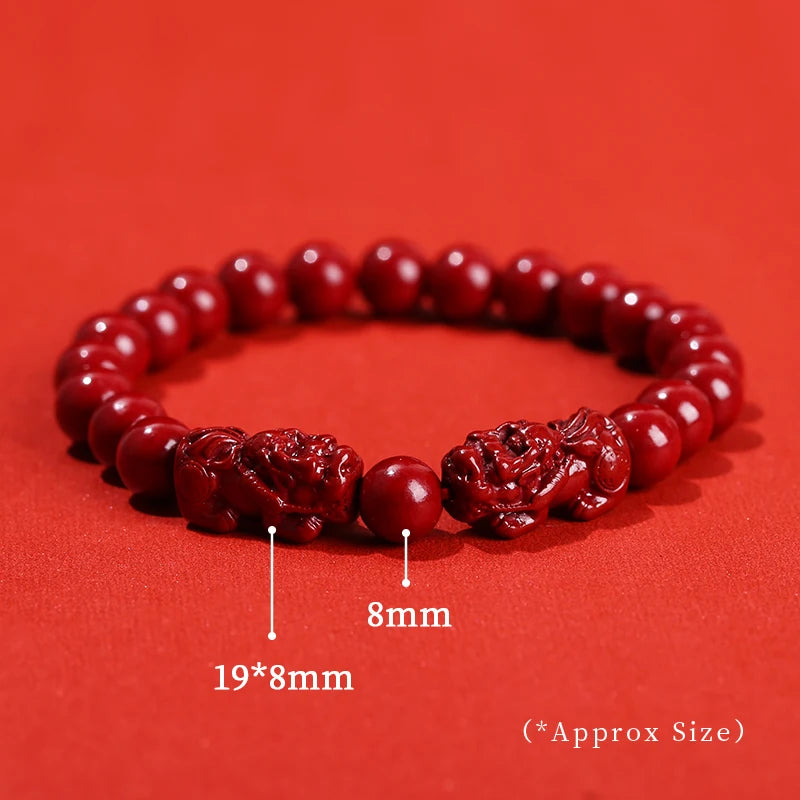 Red Cinnabar Style Beaded Bracelet for Women & Men
