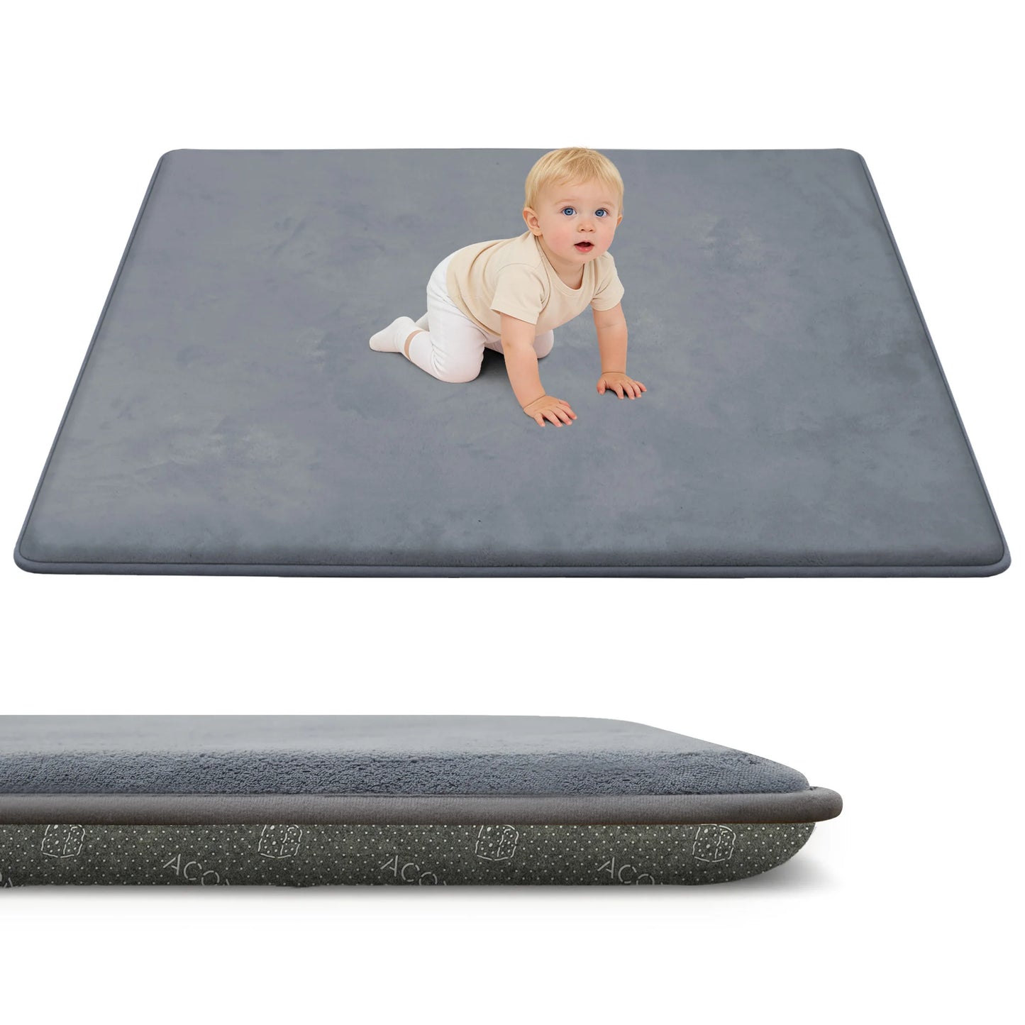 Extra Thick Memory Foam Baby Play Mat for Tummy Time, Crawling & Playroom Activities