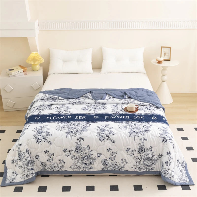 Floral Style Duvet Summer Thin Quilt Skin-friendly Bedspread Air Conditioning Blanket edredones Adults Kids Room Comforter Quilt