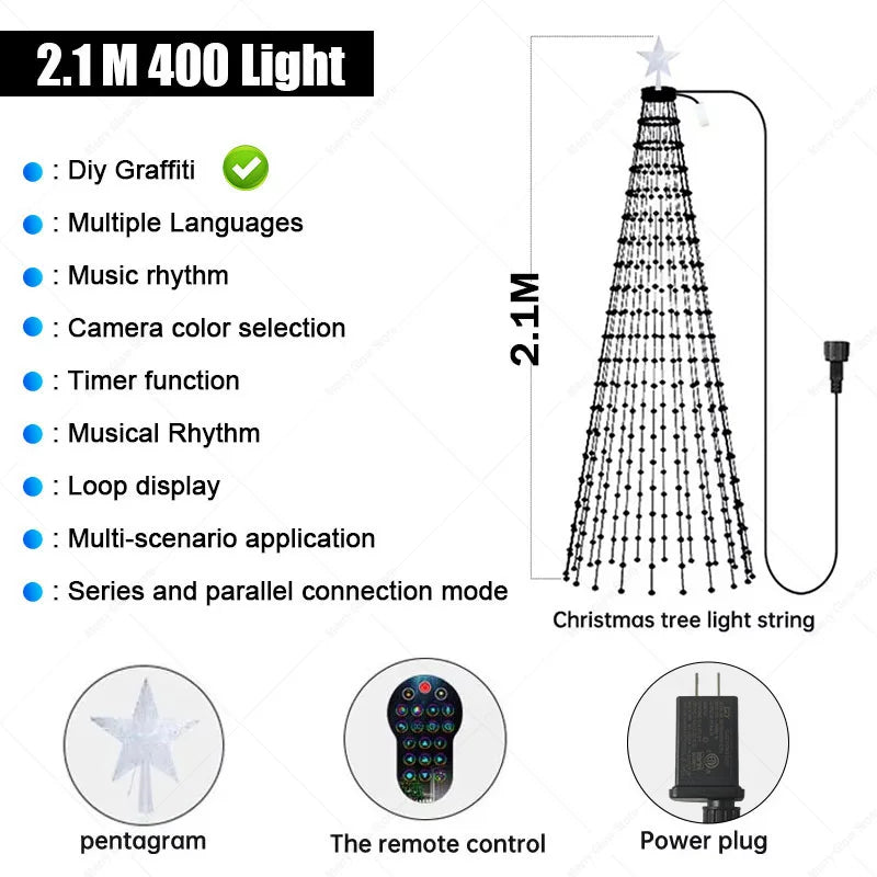 1.8/2.1M Smart RGB Fairy String Light Christmas Tree Light Bluetooth APP Control For Xmas tree Garland Decoration Festive Light