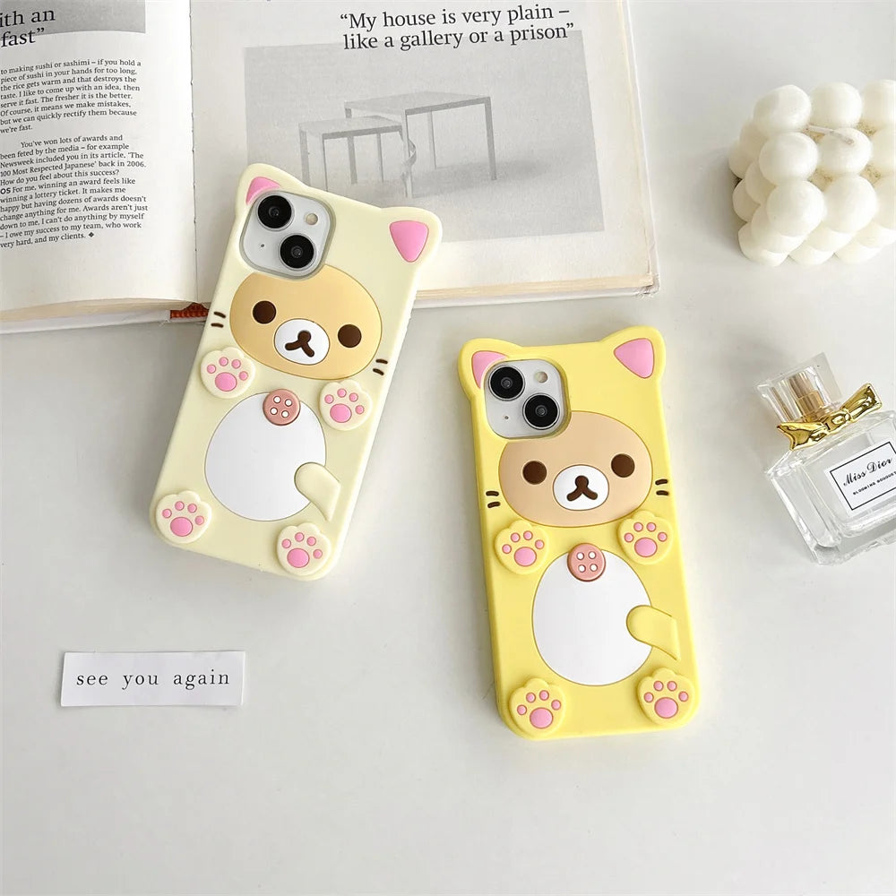 Cute Rilakkuma Bear Phone Case for iPhone Samsung