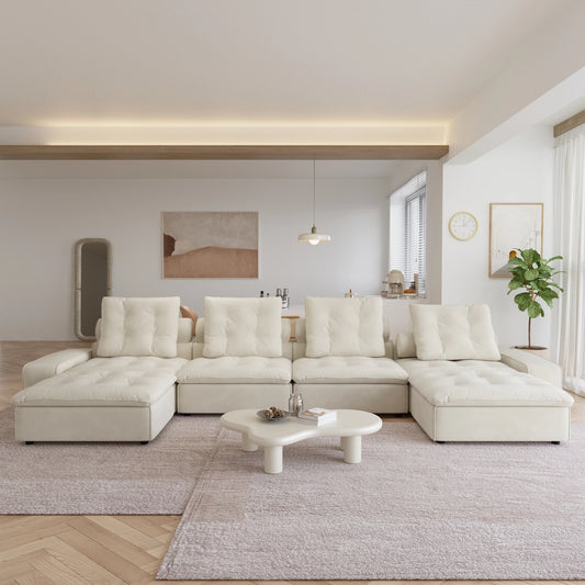 Modular Cloud Sectional Couch Oversized Down Filled Sofa Couches with Chaise Ottoman Adjustable Backrest Couch For Living Room