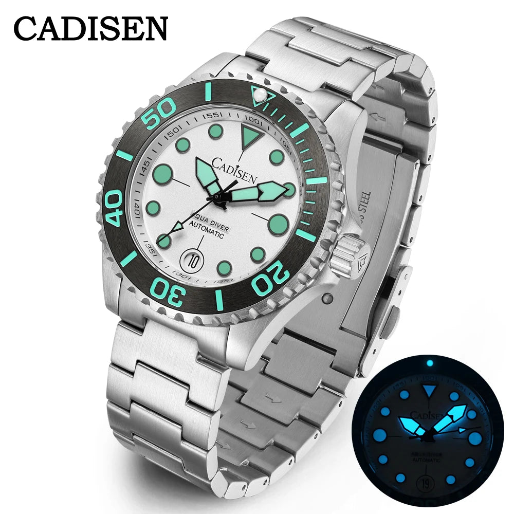 CADISEN AQUA DIVER New Brand Luxury Men Watches Automatic Watch Japan TMI NH35A 100M Waterproof Luminous Mechanical Wristwatch